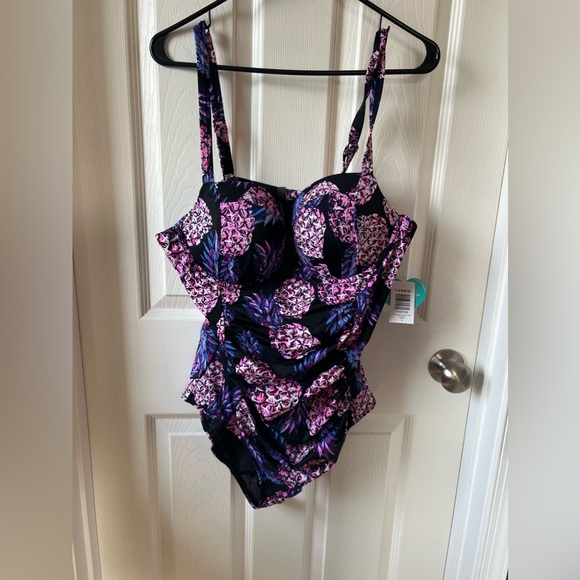 Torrid Pineapple Push-Up Demi Slim Fix Swimsuit Size 1x NWT - Picture 6 of 9